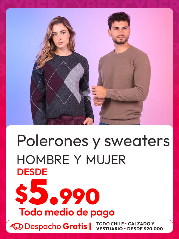 Polerones y tejidos desde $5.990 hombre y mujer