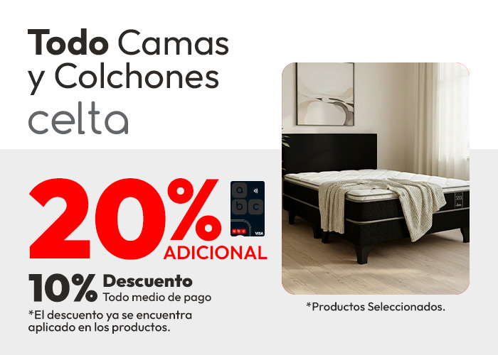 Todo Camas y Colchones CELTA 10% adicional y 20% adicional TLP