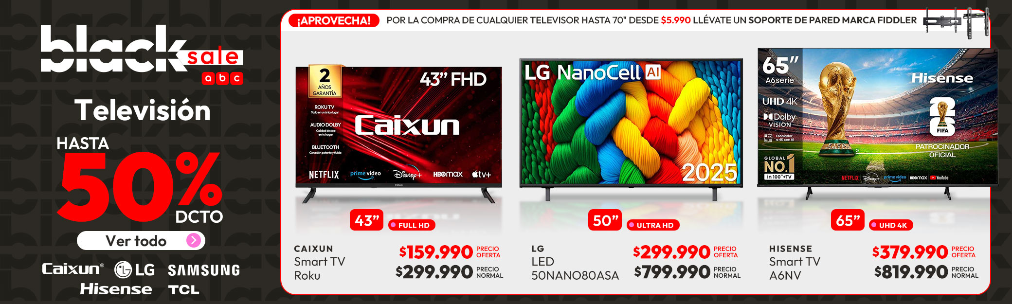 Television hasta 50% dcto
