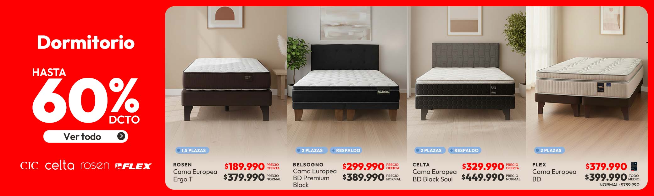 Dormitorio hasta 60% dcto