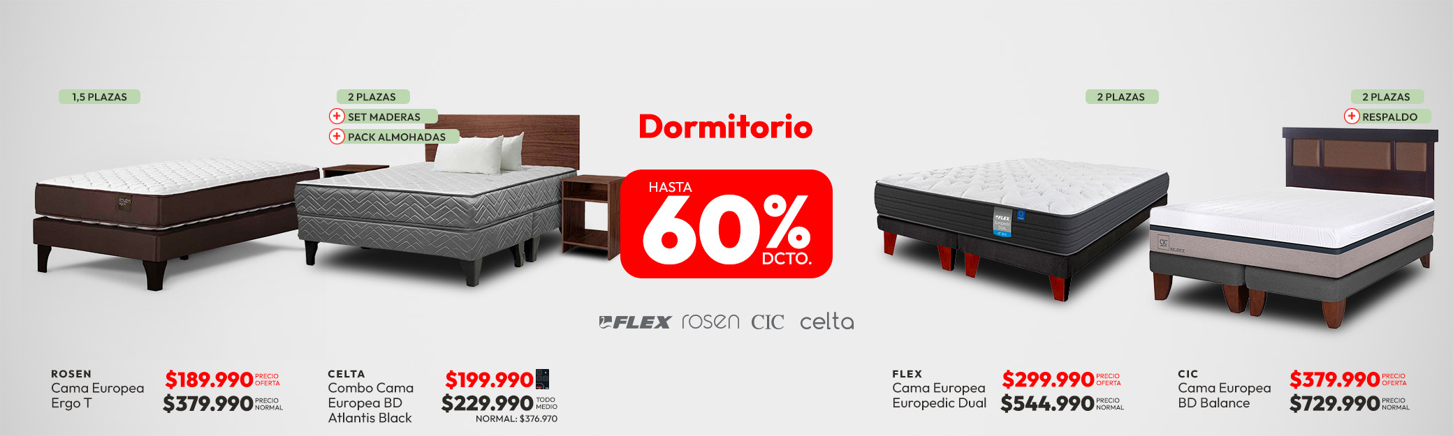 Dormitorio hasta 60% descuento