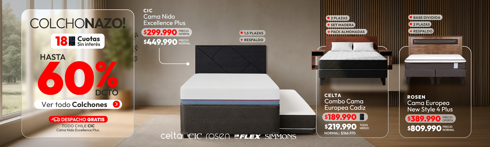 Dormitorio hasta 60% de dcto