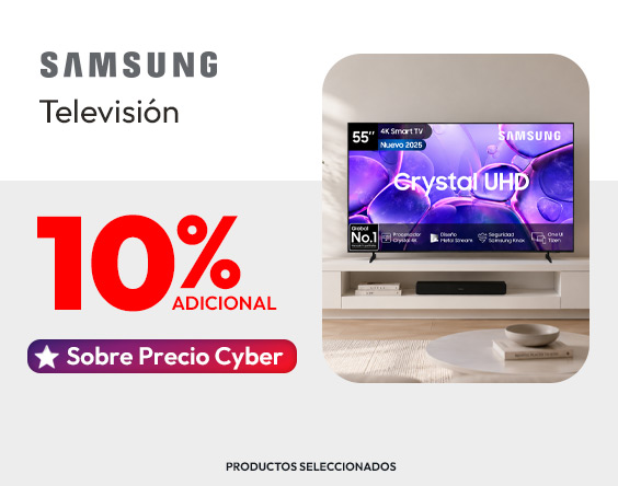 10% dcto adicional sobre cyber samsung tv