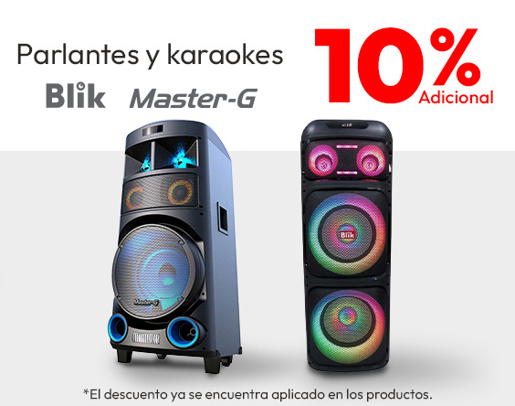 10% adicional TMP Parlantes y karaokes blik y master G