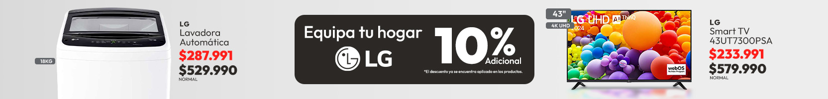 solo por pocos dias 10% adicional lg