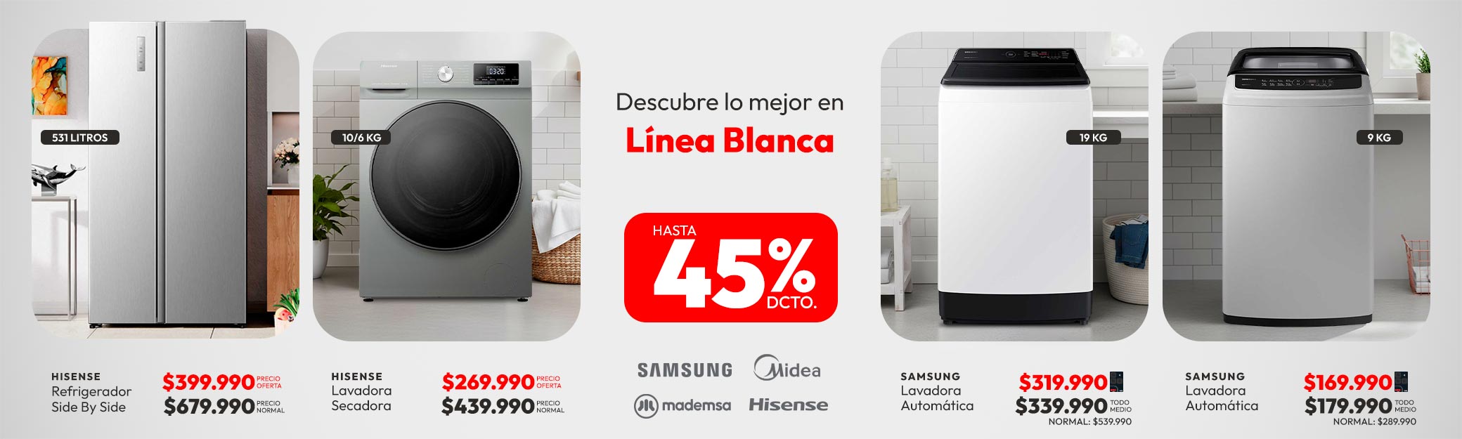 Linea blanca hasta 45% d dcto