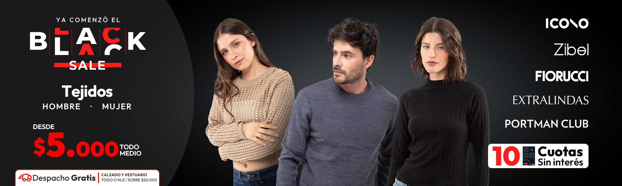 Tejidos desde 5,000 Mujer y hombre + despacho gratis sobre 20.000 todo chile en vestuario y calzado