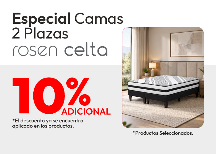 Especial Camas 2 Plazas 10% adicional / prod seleccionados