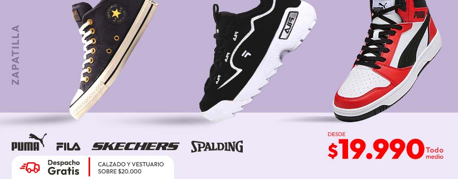 zapatillas desde 19990 despacho gratis  calzado y vestuario sobre 20,000 todo chile