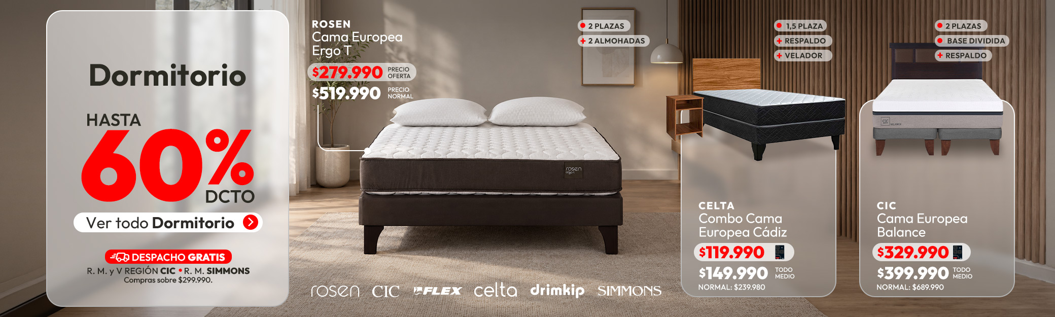 Dormitorio hasta 60% de dcto