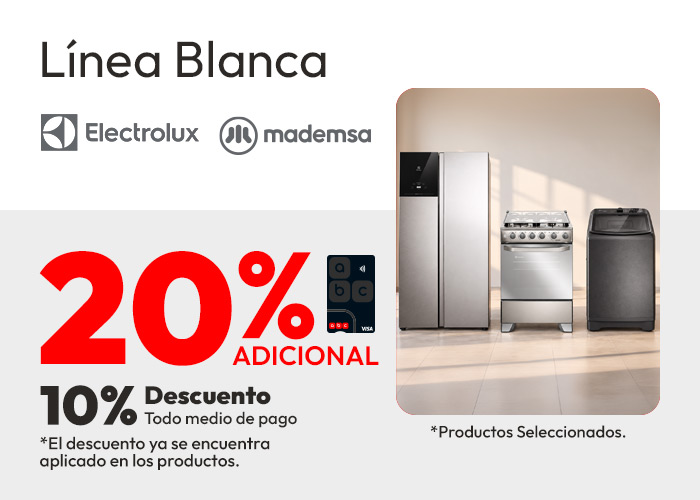 Electrolux 10% de dcto tmp y 20% tlp adicional - productos seleccionados