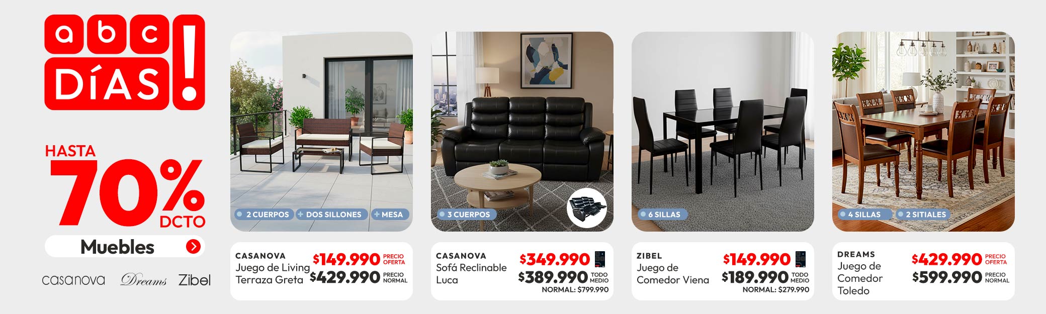 Muebles hasta 70% Dcto