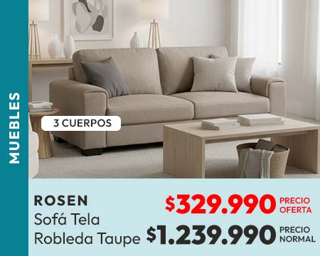 Sofá Tela Rosen Robleda Taupe 