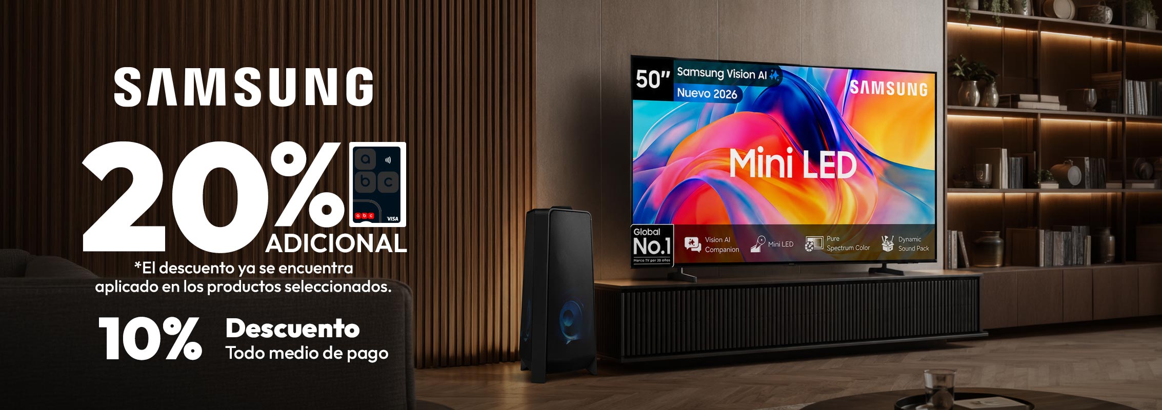 Samsung 10% de dcto tmp y 20% de dcto TLP - productos seleccionado