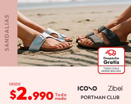 Sandalias desde 2990 + despacho gratis sobre $20.000 vestuario y calzado todo chile