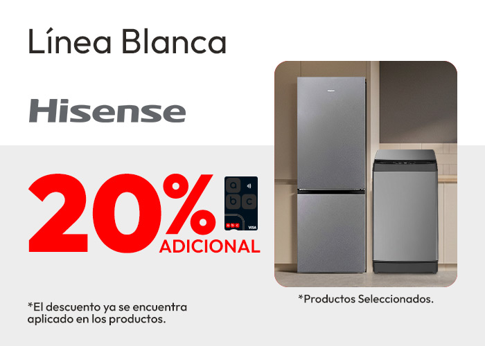 Hisense LINEA BLANCA  10% DE DCTO ADICIONAL TMP Y 20% ADICIONAL TLP