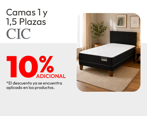 Camas 2 plz, King y Super King 10% adicional 
