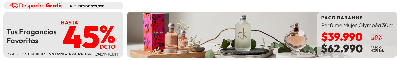 Perfumes con Despacho Gratis desde $29.990 en R.M.