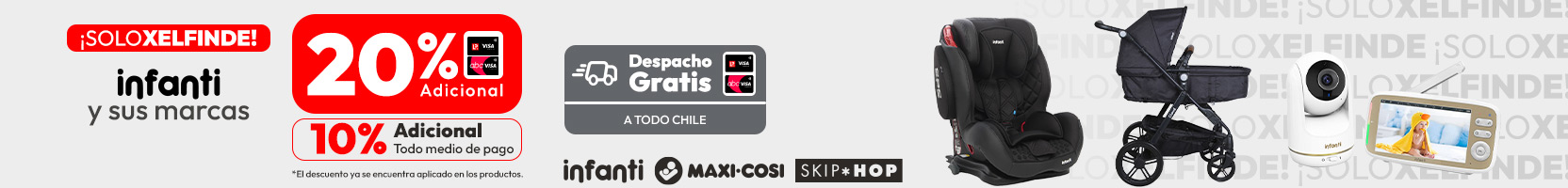 SxFds Infanti y sus marcas 10% dcot adicional TMP, 20% adicional con ABCvisa + Despacho gratis todo chile con Tarjeta