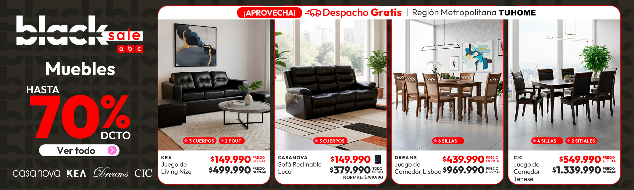 Muebles hasta 70% dcto