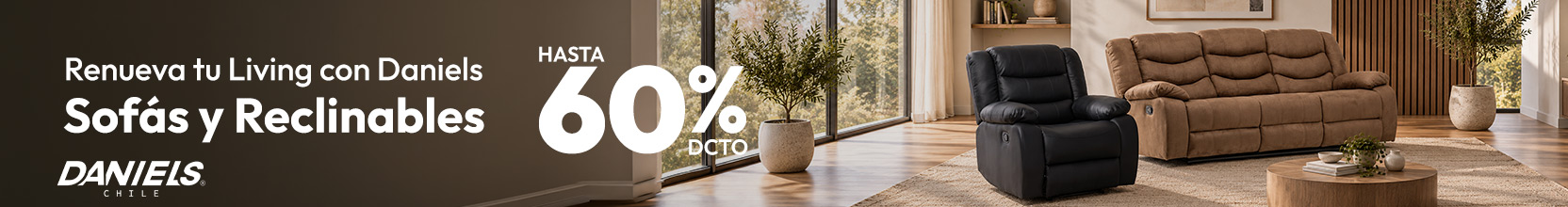 Renueva tu Living con Daniels / Sofás y Reclinables Daniels hasta 60% de dcto