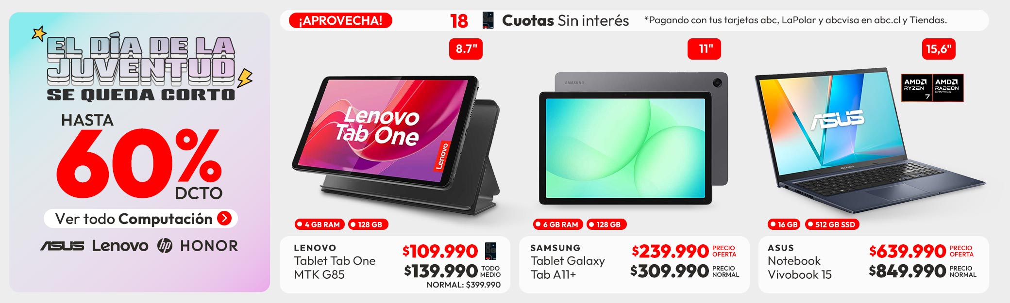 ¡El Día de la Juventud se nos quedó corto! Computación hasta 65% dcto