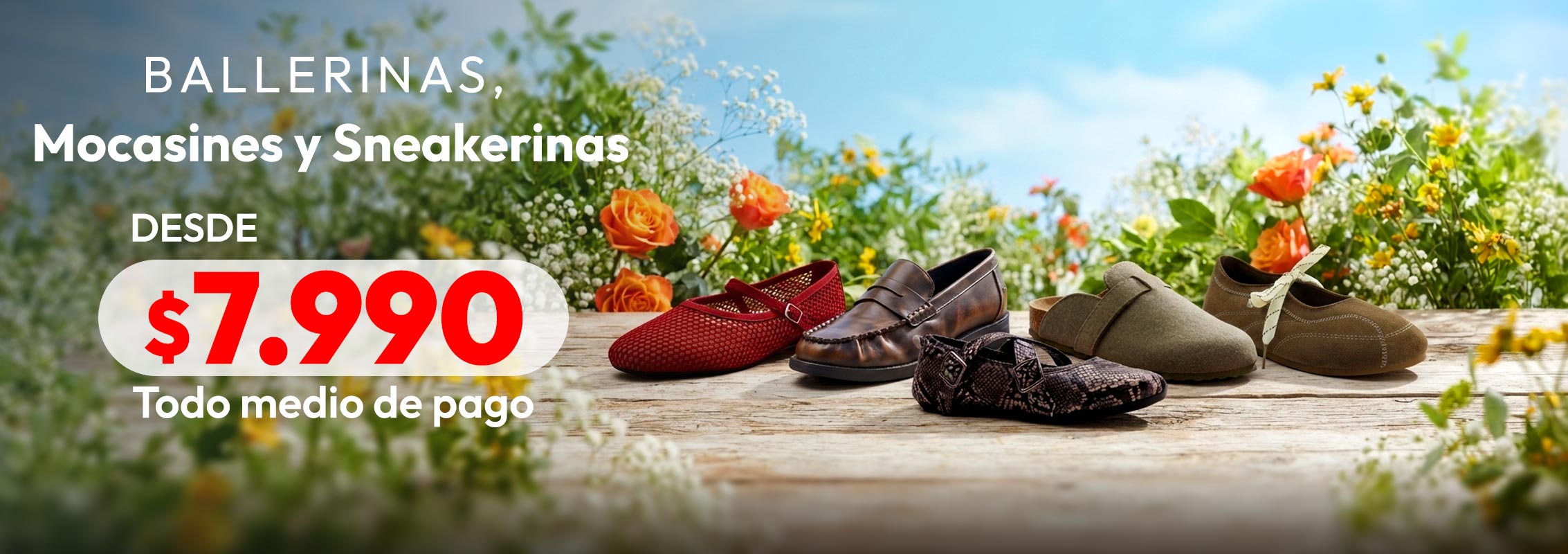 ballerinas, mocasines y sneakerinas desde $7.990
