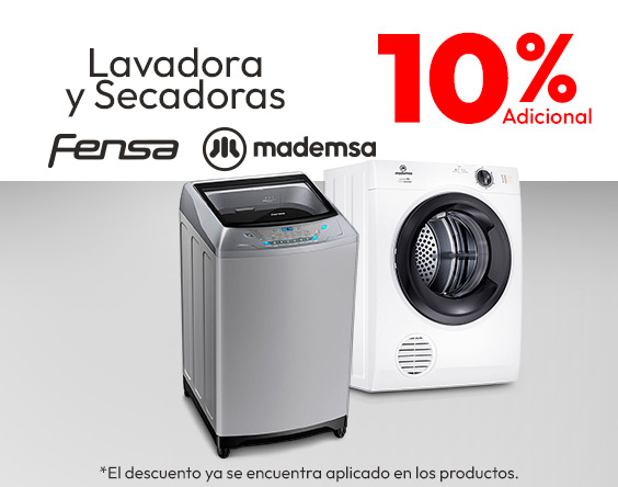 10% adicional TMP lavadora y secadoras Fensa Mademsa