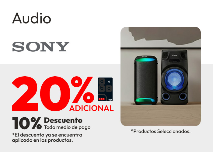 Sony 10% de dcto tmp y 20% de dcto tlp