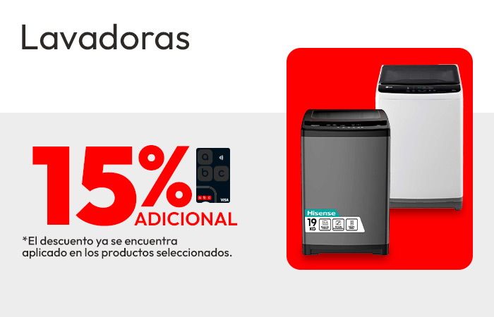 Lavadoras 15% de dcto adicional TLP