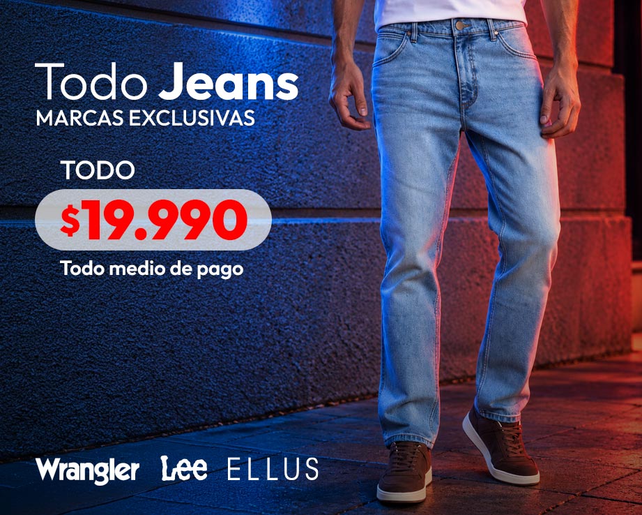 Todo Jeans marcas exclusivas  19.990 Wrangler, Lee, Ellus, Most Wanted