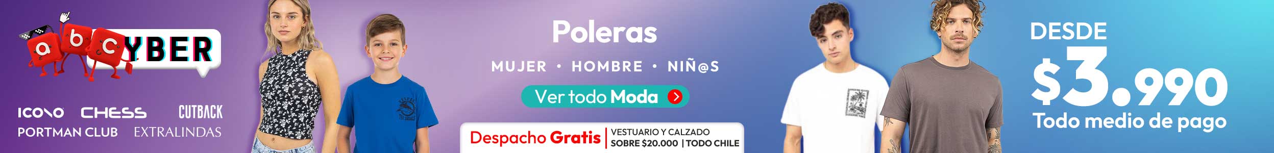 Poleras desde $3.990 en abc.cl