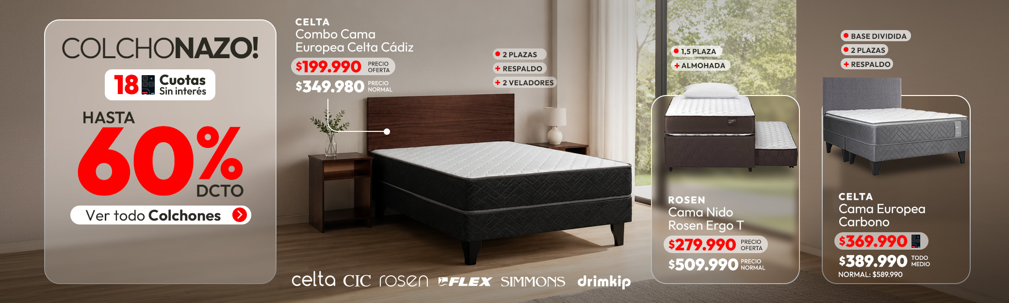 Dormitorio hasta 60% de dcto