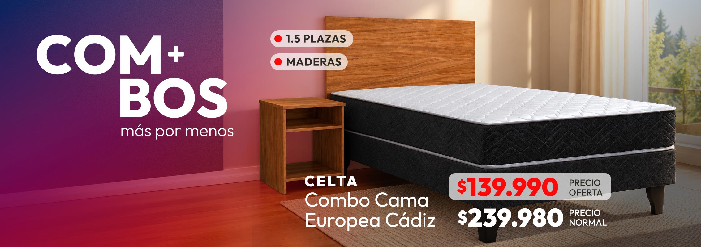 Combo Cama Europea Celta Cádiz