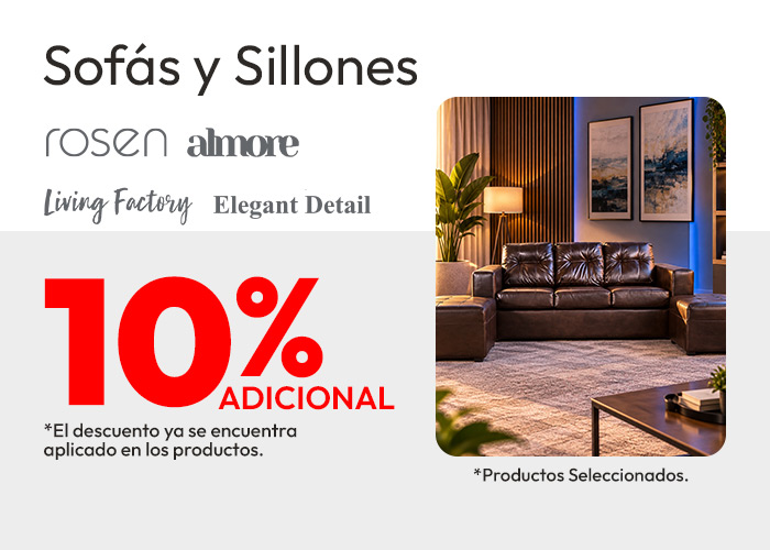 Muebles hasta 70% de dcto / prod seleccionados