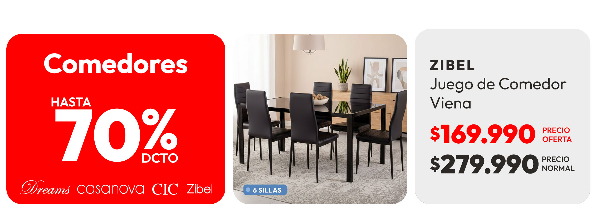 Comedores hasta 70% dcto