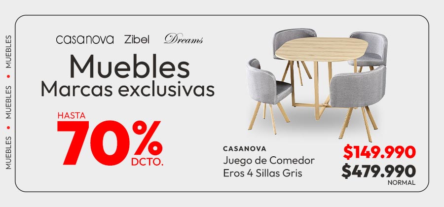 Muebles Marcas Exclusivas hasta 70% dcto