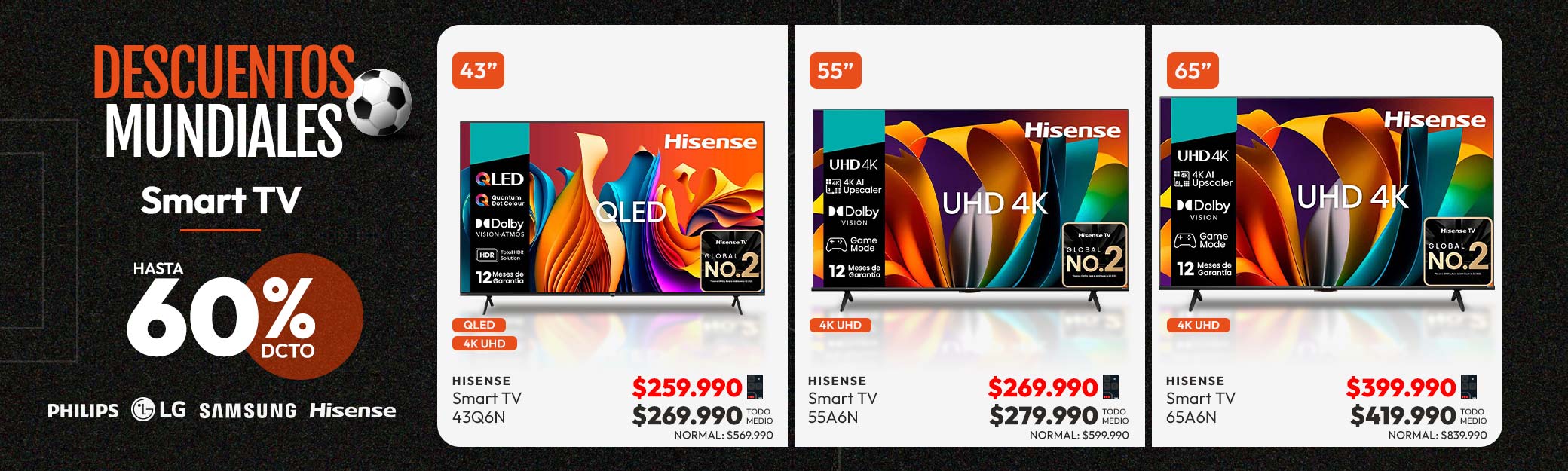 Smart TV hasta 60% dcto Mundial