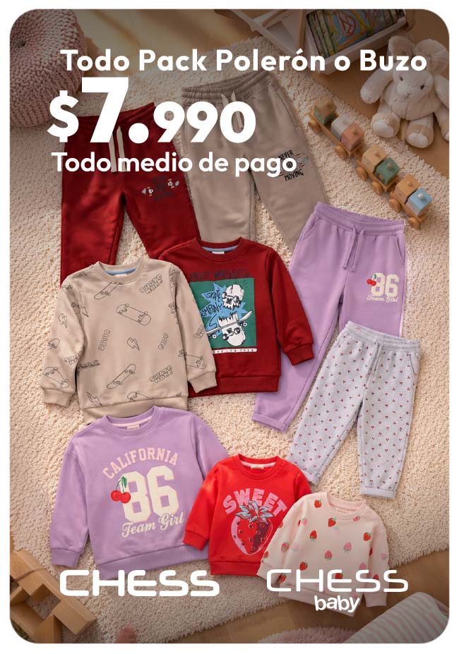 Pack Poleron o pantalon de buzo todo a $7.990