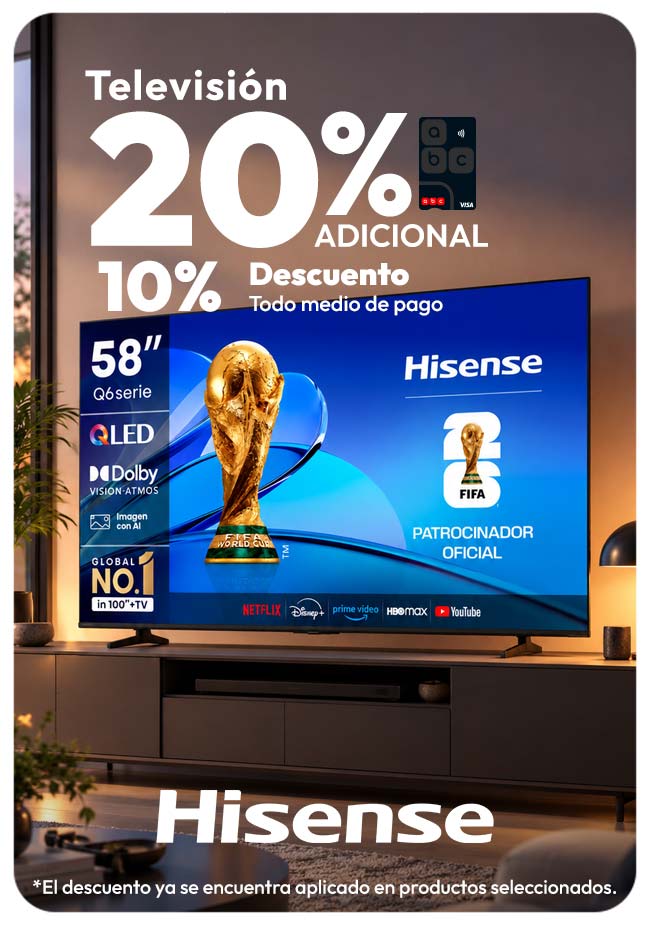 Televisión hisense 10% de dcto adicional tmp - productos seleccionados