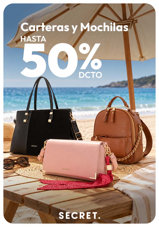 carteras y mochilas  hasta 50% dcto
