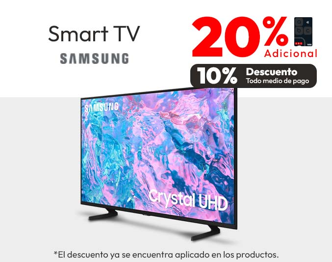 Samsung TV 10% adicional y 20% adicional Tarjeta abc