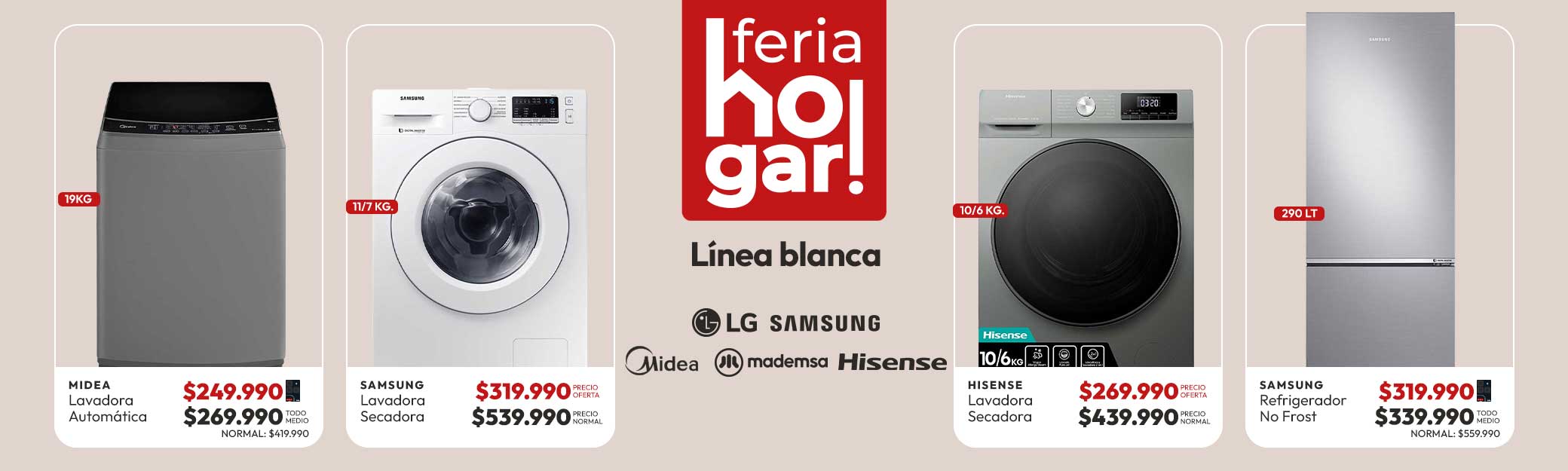 Linea blanca. DG productos seleccionados Midea en RM MIDEA LB
