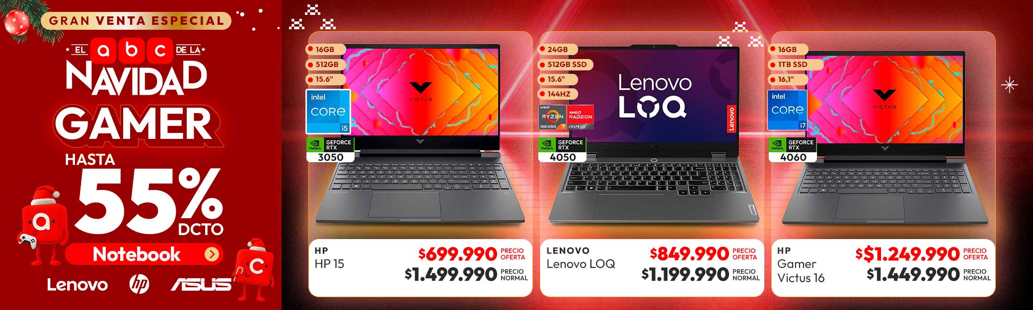 Notebooks GAMER hasta 55% dcto