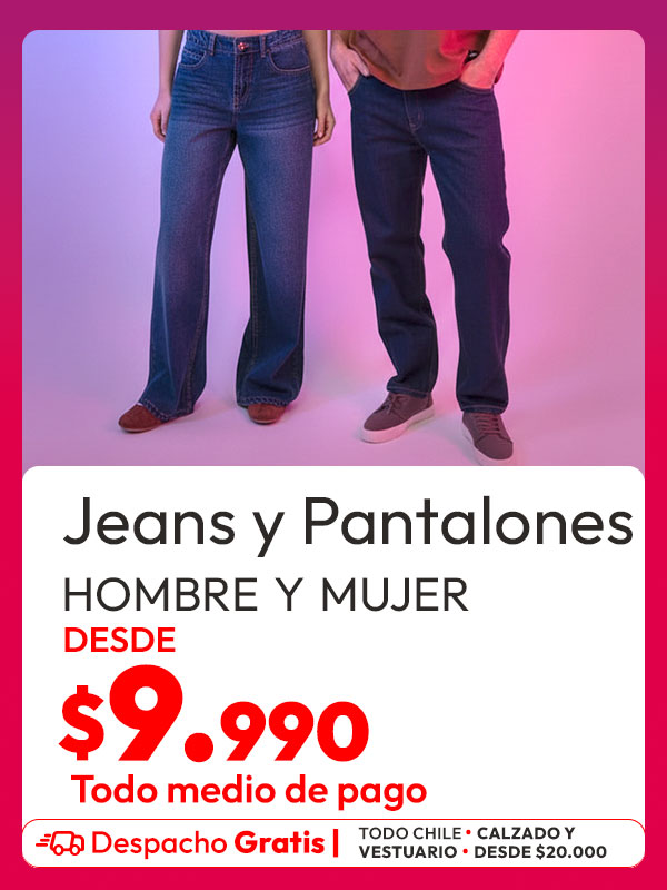 Jeans y pantalones desde $7.990 hombre y mujer