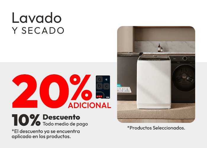 Lavado y secado 10% de dcto tmp y 20% de dcto tlp - productos seleciconados