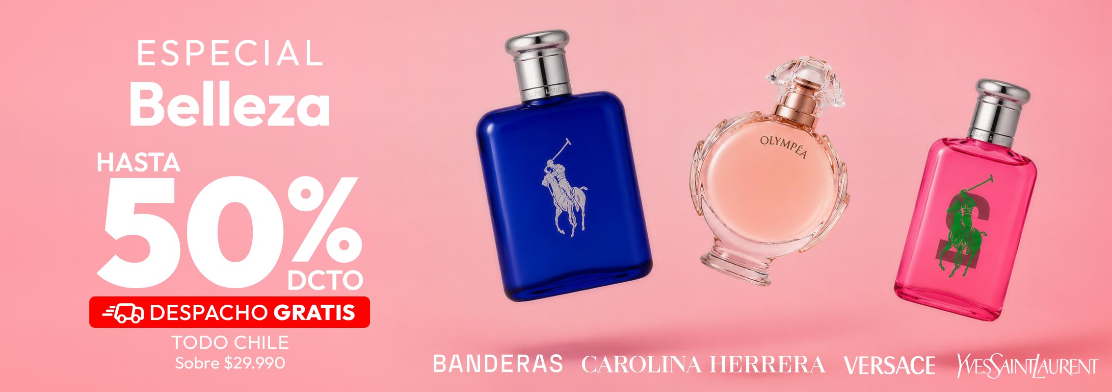 Belleza hasta 50% dcto. envio gratis desde $29.990 todo chile