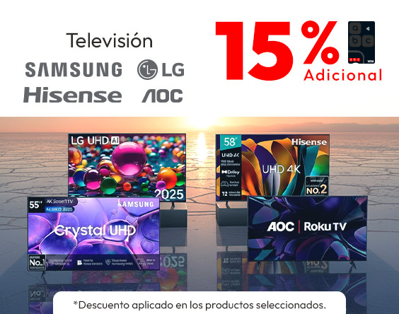 15% dcto adicional Tarjeta TV seleccionadas