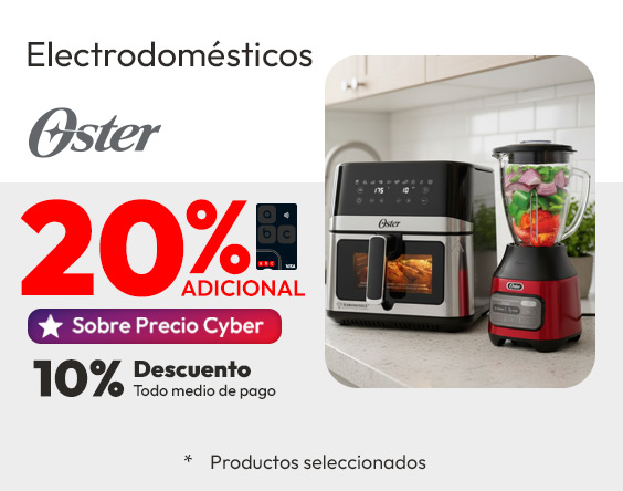 10% tmp y  20% CON TLP sobre precio cyber OSTER productos seleccionados 