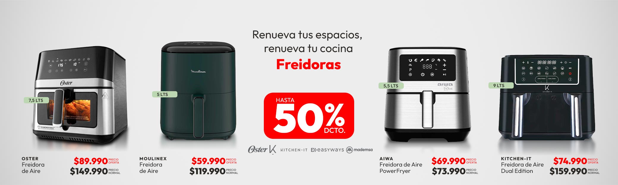 Freidoras hasta 50% dcto